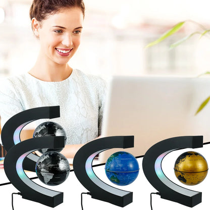 Magnetic levitation ball LED rotating earth floating light O/C shaped bedside lamp novel birthday gift