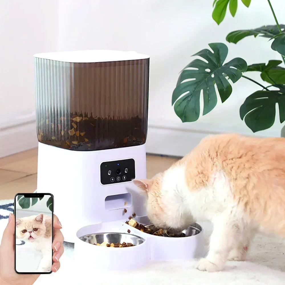 Distributeur automatique intelligent de nourriture sèche pour chat avec caméra et enregistreur vocal intelligent pour animaux de compagnie, distributeur automatique de nourriture pour chien, 5 L