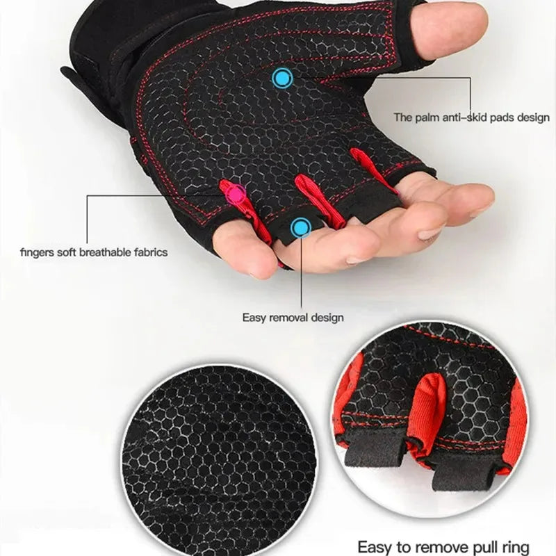 Gants de sport pour hommes et femmes, gants de fitness, d'haltérophilie, de musculation, d'entraînement, de sport, de cyclisme, antichoc