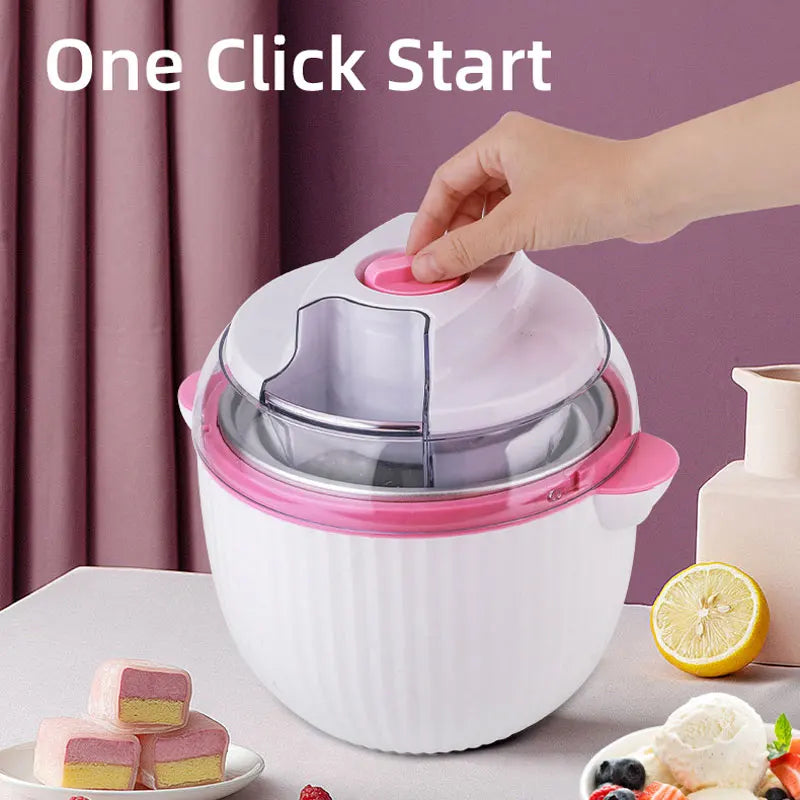 Ice Cream Maker,IL Mini Electric DIY Frozen Fruit Freezer Smoothie Blender Portable Automatic Ice Cream Machine Home Kitchen