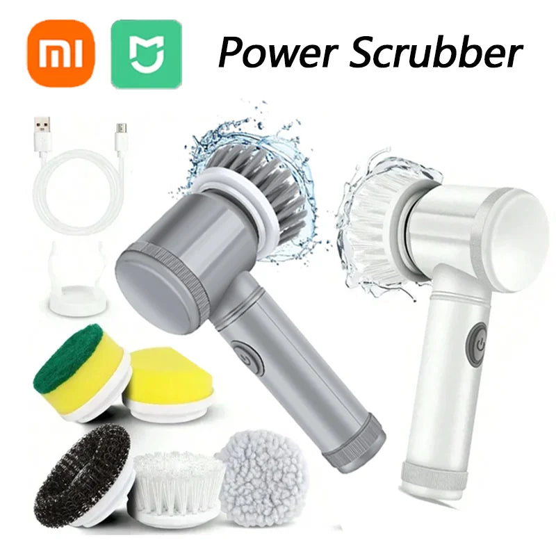 Electric Power Scrubber – 5 Replaceable Heads for Bathroom Cleaning