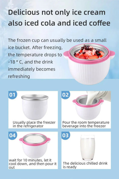 Ice Cream Maker,IL Mini Electric DIY Frozen Fruit Freezer Smoothie Blender Portable Automatic Ice Cream Machine Home Kitchen