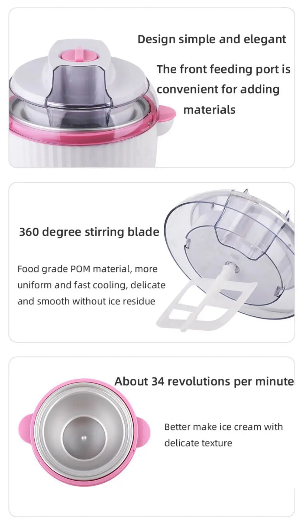 Ice Cream Maker,IL Mini Electric DIY Frozen Fruit Freezer Smoothie Blender Portable Automatic Ice Cream Machine Home Kitchen