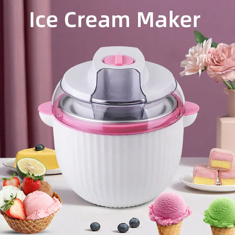 Ice Cream Maker,IL Mini Electric DIY Frozen Fruit Freezer Smoothie Blender Portable Automatic Ice Cream Machine Home Kitchen