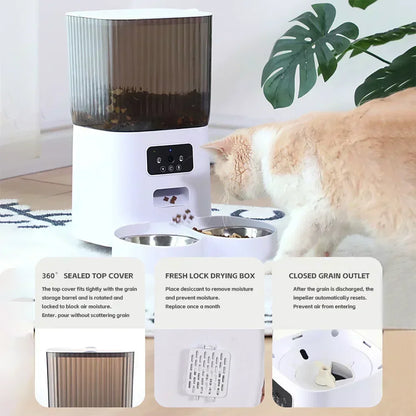 Distributeur automatique intelligent de nourriture sèche pour chat avec caméra et enregistreur vocal intelligent pour animaux de compagnie, distributeur automatique de nourriture pour chien, 5 L